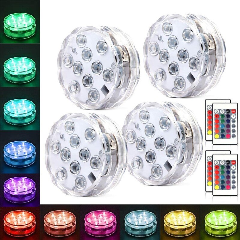 Veilleuse sous-marine à 10LED RGB SubSN, luminaire décoratif d'extérieur, idéal pour une piscine, un vase, un sécuritaires ou une fête de mariage