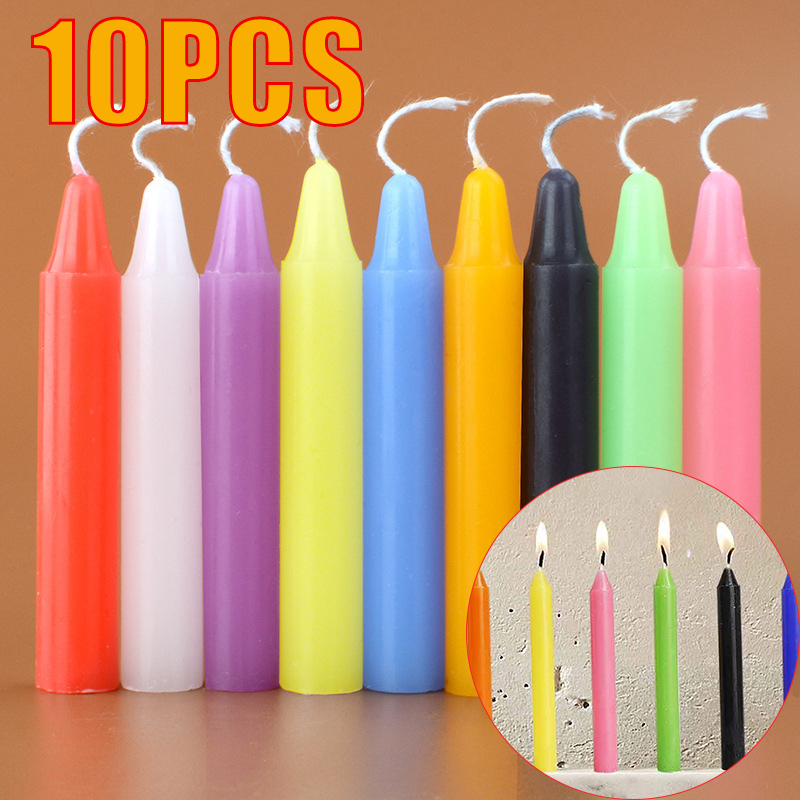 Mini bougie conique exquise pour Halloween, 10 pièces, longue tige de couleurs mélangées, bougies de noël, décorations d'anniversaire et de mariage, cire faite à la main