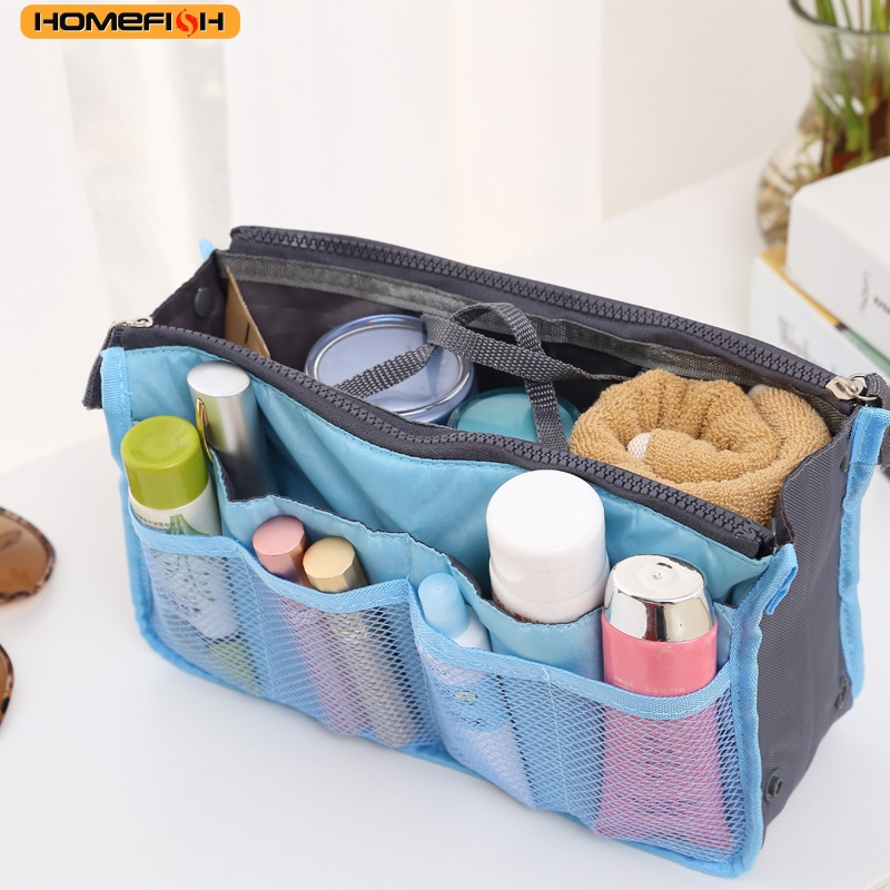 HOMEFISH Multi Pocket Portable Cosmetic Storage Bag, Large Capacity Double Zipper Travel Mommy Toiletry Bag