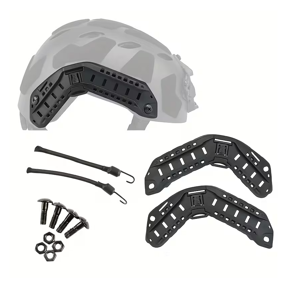Kit de trilhos laterais para acessório de montagem em trilho de capacete tático para capacete rápido de corte alto com parafusos