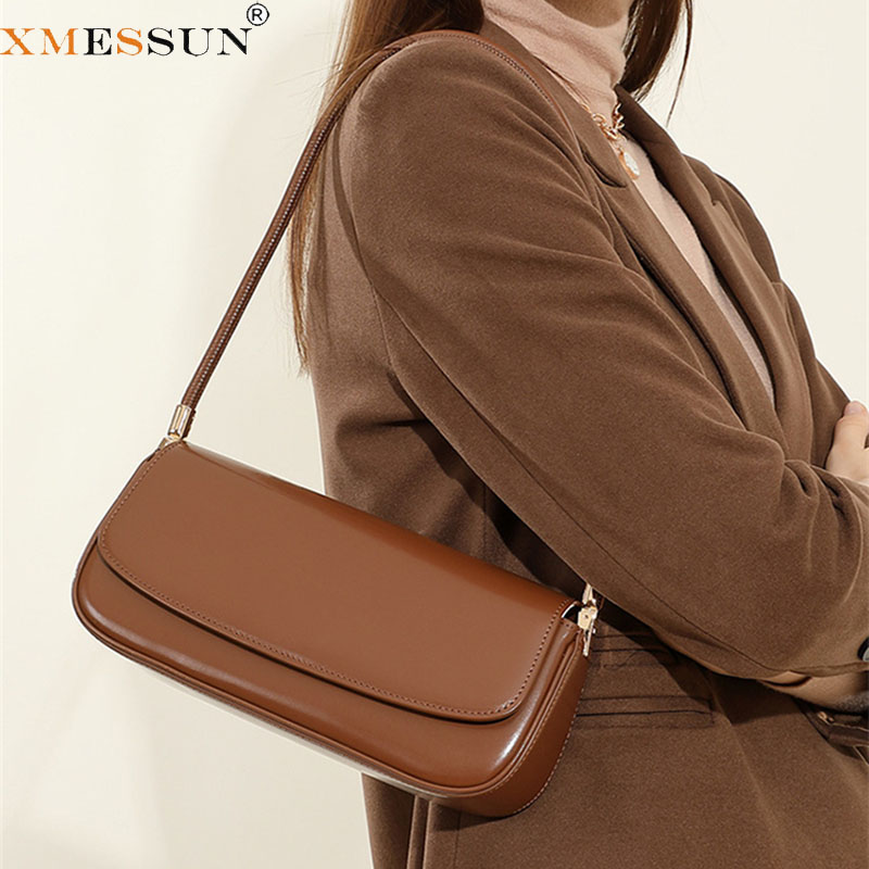 XMESSUN Tas Bahu Kulit Lembut Trendi Baru untuk Wanita, Tas Ketiak Desainer Fashion Tas Komuter Kasual Wanita Ins