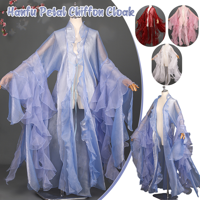 Gorgeous Chinese Traditional Hanfu Cardigan Big Sleeve Coat Women Flounce Fairy Stage Costume Ancient Princess Outfit Outer Robe