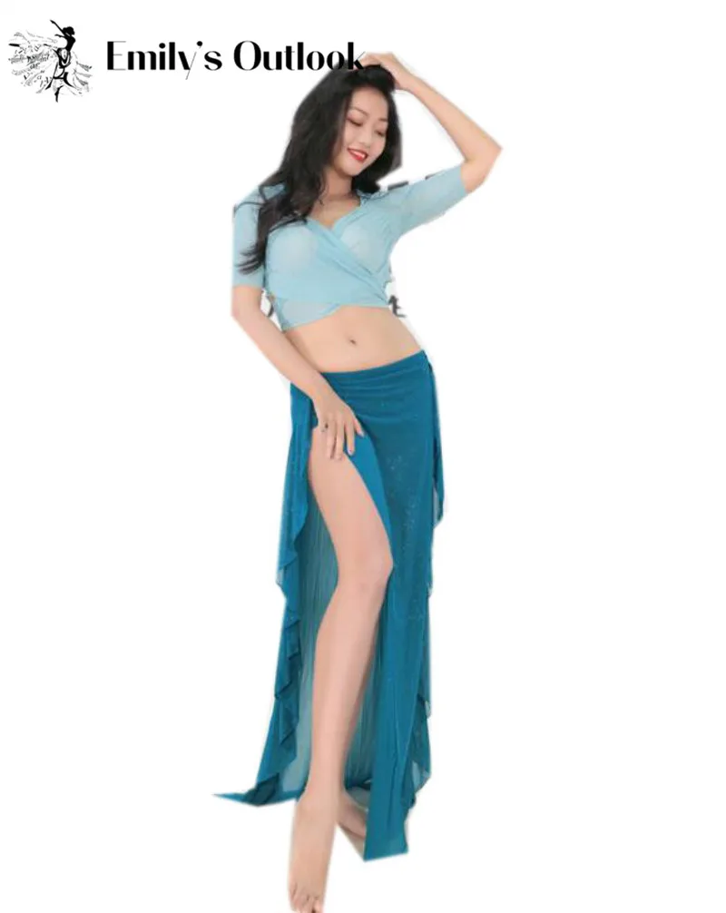 Heißer Verkauf Bauchtanz-Rock Neues Sexy Netzkleid für Damen Übungskleidung Sommer Elegante Professionelle Aufführungs- und Übungsbekleidung