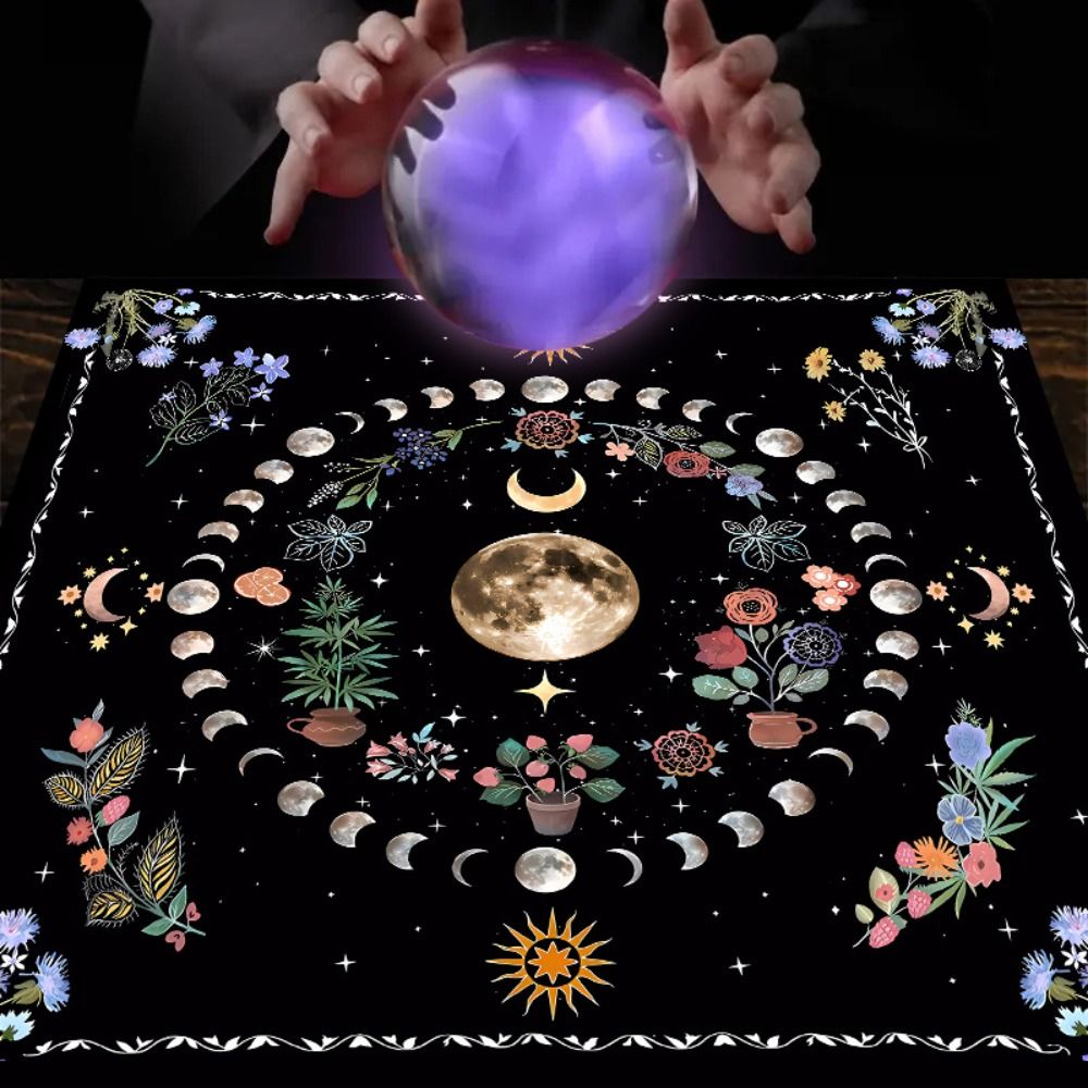 Mantel de cartas de Tarot con flor de luz de luna, tapete para tarjetas de Altar con mariposa rosa, tapete decorativo Floral, 1 ud.