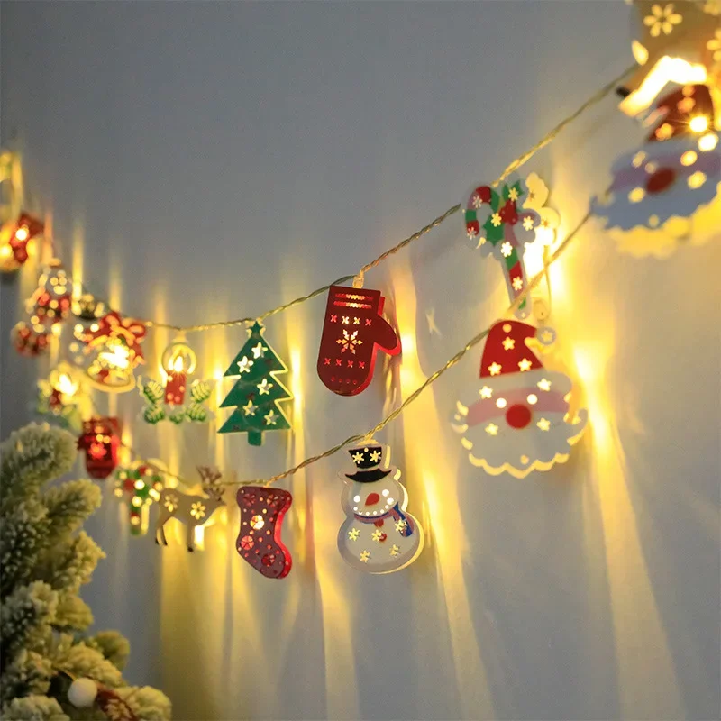 Guirnalda de luces LED, guantes de cervatillo, guirnalda de campana, luz que funciona con pilas, decoración para sala de estar, dormitorio y jardín, Lámpara decorativa de hierro