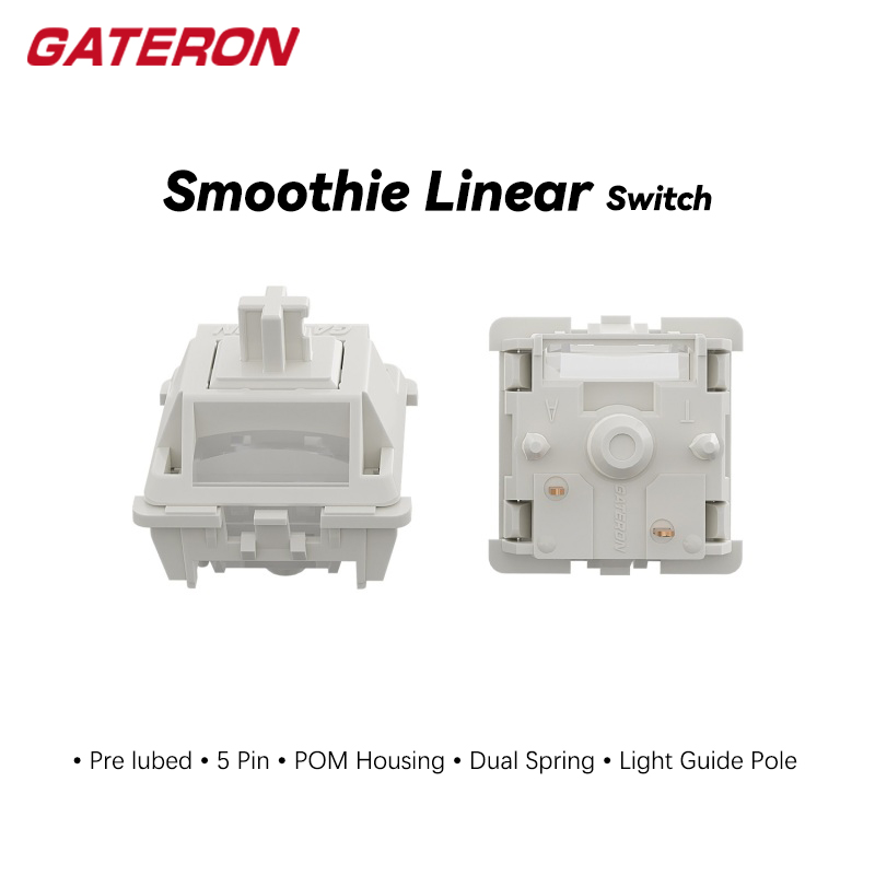 GATERON-interruptor de batido lineal precubado, resorte doble POM de 5 pines con poste guía de luz, bricolaje para interruptores de teclado mecánico