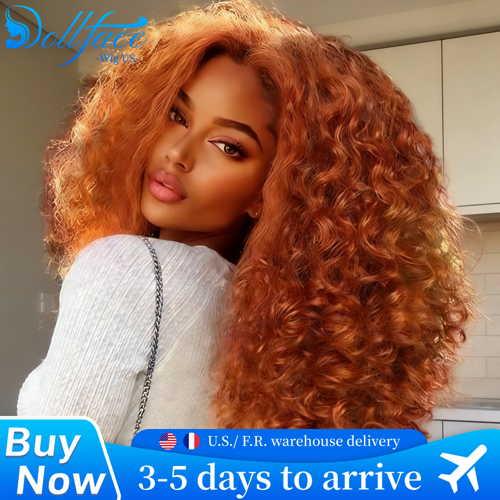 Curly Ginger Human Hair Wig 13x6 13x4 Hd Lace Front Wig 200 Density 32 Inch Brazilian Deep Water Wave 350 Orange Color For Women
