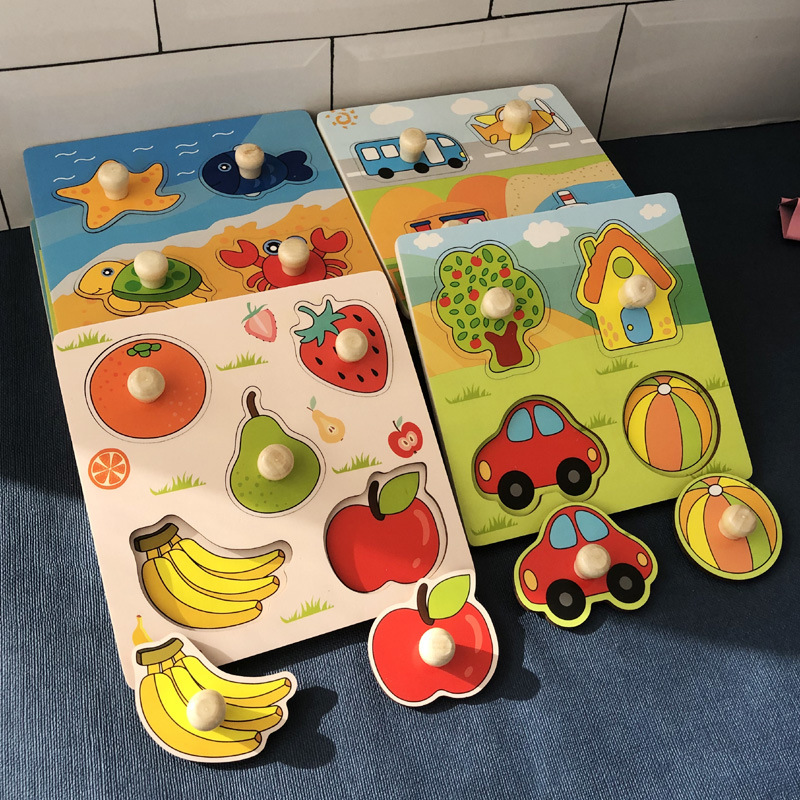 1 szt. Ręka dziecięca Scratch Board Puzzle 3D drewniane zabawki dla dzieci dziecko Montessori wczesna edukacja owoce Puzzle poznawcze zabawka