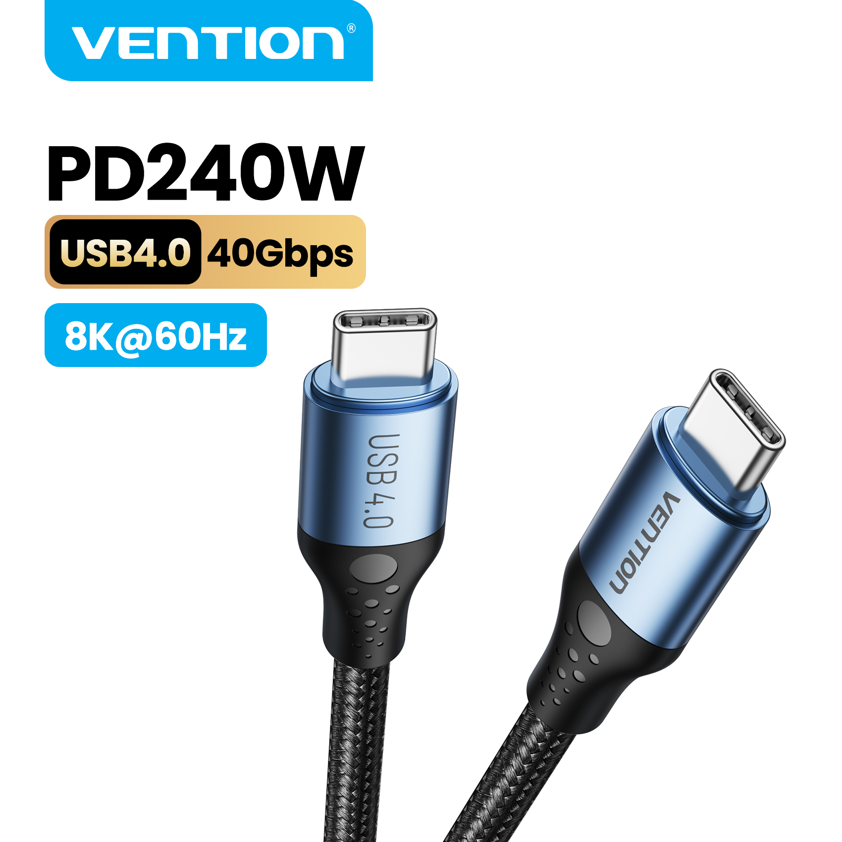 Vention-Cable USB tipo C de carga rápida, 240W, 5A, 40gbps, para PS5, Nintendo Switch, Samsung Galaxy, MacBook Pro, USB 4,0, PD