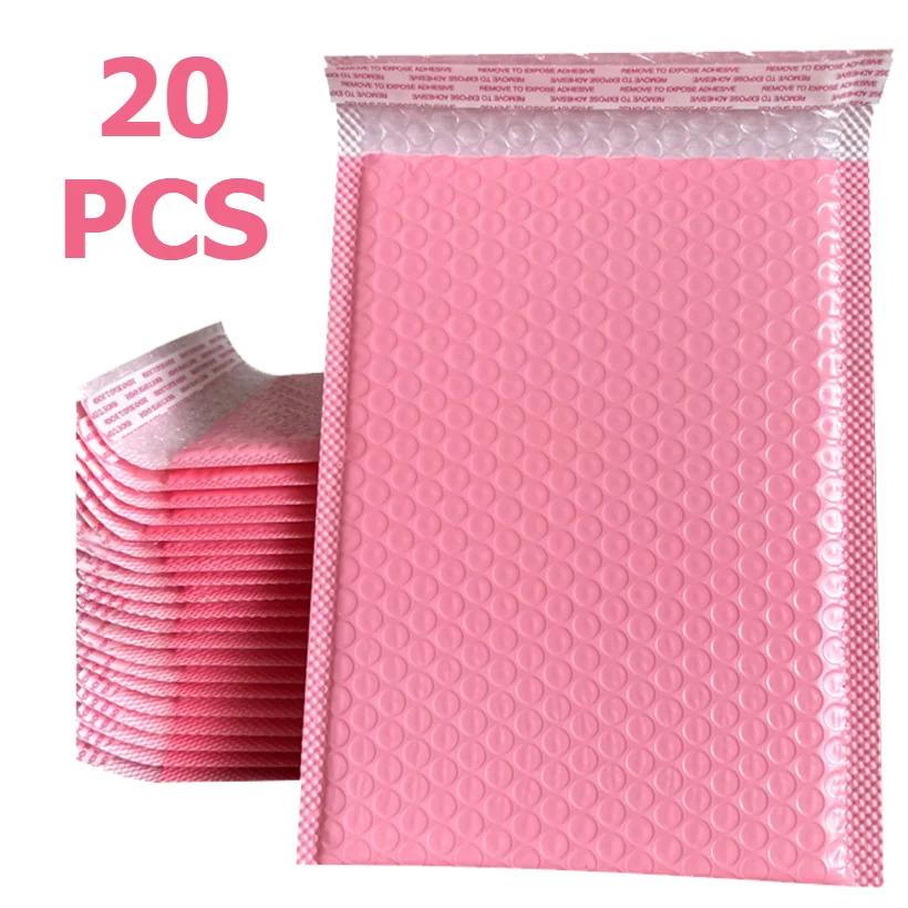 20 pçs rosa poli bolha mailers envelopes acolchoados auto selo envelopes acolchoados sacos de presente preto embalagem sacos de envelope para livro
