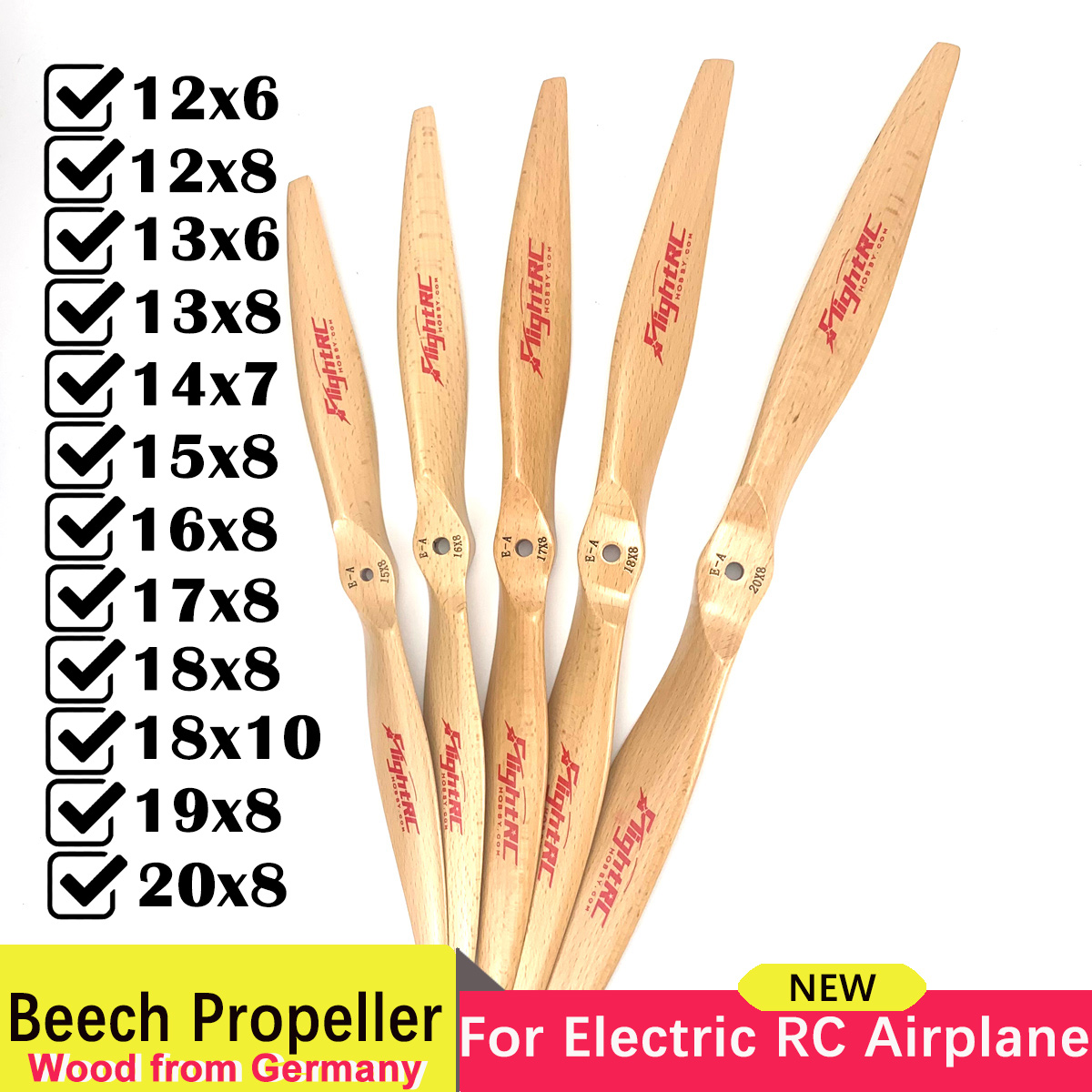 1 Buah 2-Blade Elektrik RC Motor Pesawat CW Kayu Beech Baling-Baling Prop Kayu 12x 6/8 13x 6/8 14X7 15X8 16X8 17X8 18x 8/10 20X8 "Inci
