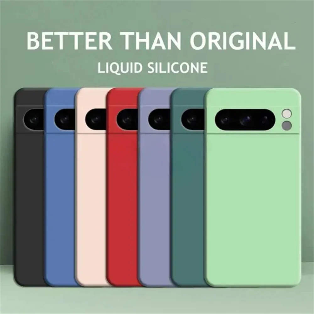 Schokbestendige hoesjes voor Google Pixel 6 7 6A 7A Case Pixel 8 Pro 7A 7 Cover Vloeibare siliconen Zachte effen kleur voor Google Pixel 9 9A