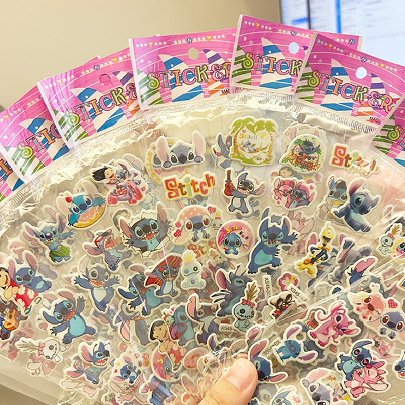 12 шт. Мультяшные Стич без повторов Пузырьковые наклейки Kawaii Disney аниме трехмерные 3d наклейки детские игрушки «сделай сам» стикер подарок