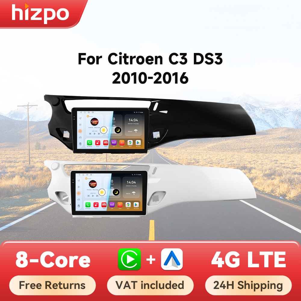 Hizpo 9 ''2din android 14 para citroen c3 ds3 2010-2016 rádio do carro reprodutor de vídeo multimídia gps carplay auto 4g rds autoradio wifi