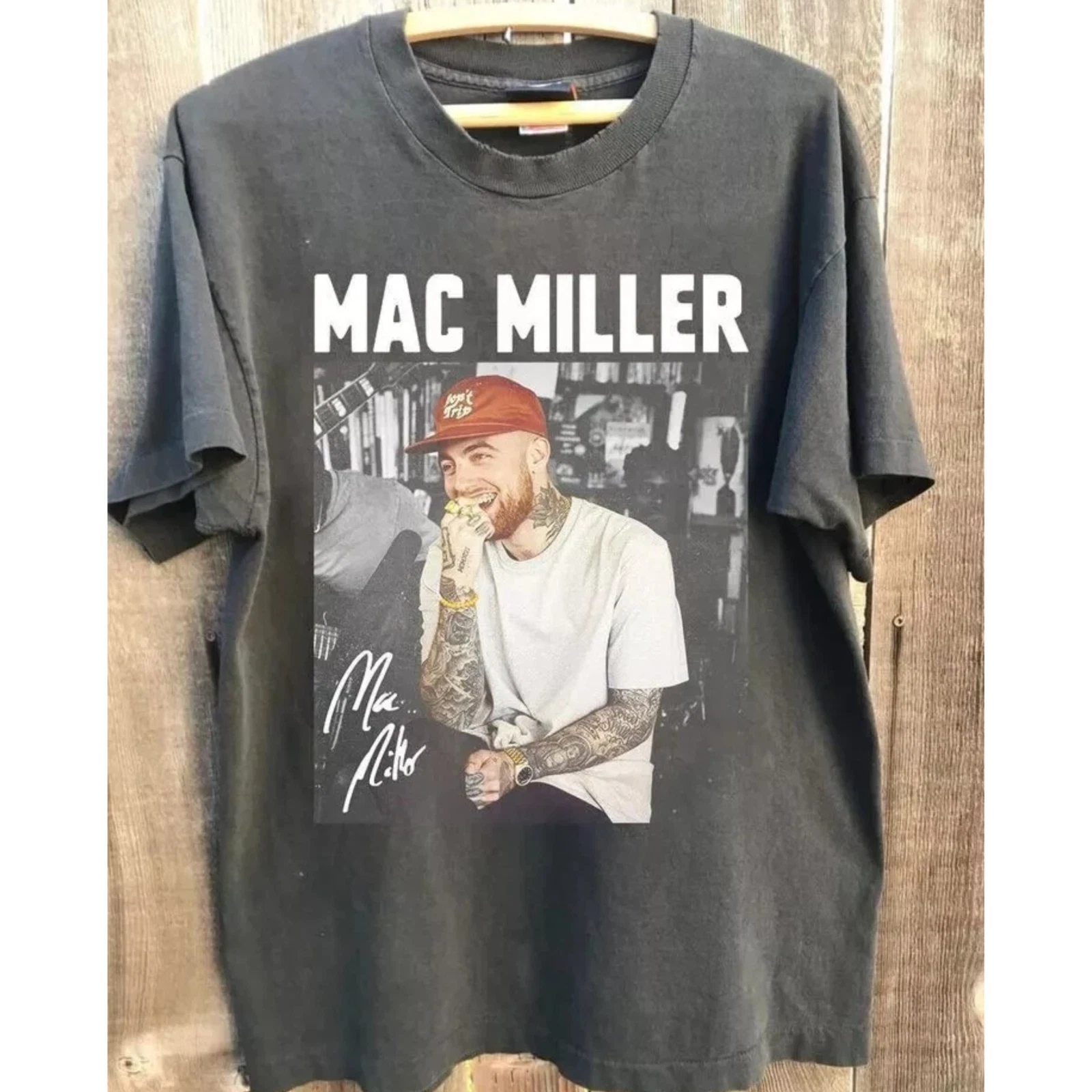Mac Miller jaren 90 Basic Style Charcoal Unisex T-shirt met korte mouwen Herdruk Vintage T-shirt Heren T-shirts