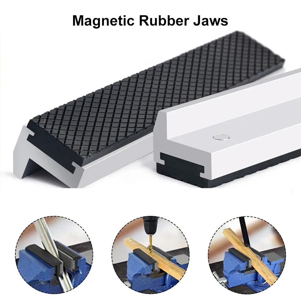 Magnetic Vise Capa Protetora, Liga de Alumínio, Ferramentas Manuais de Borracha, Protector Acessórios, Jaws Protect, Bench Vise, 2.5-8"