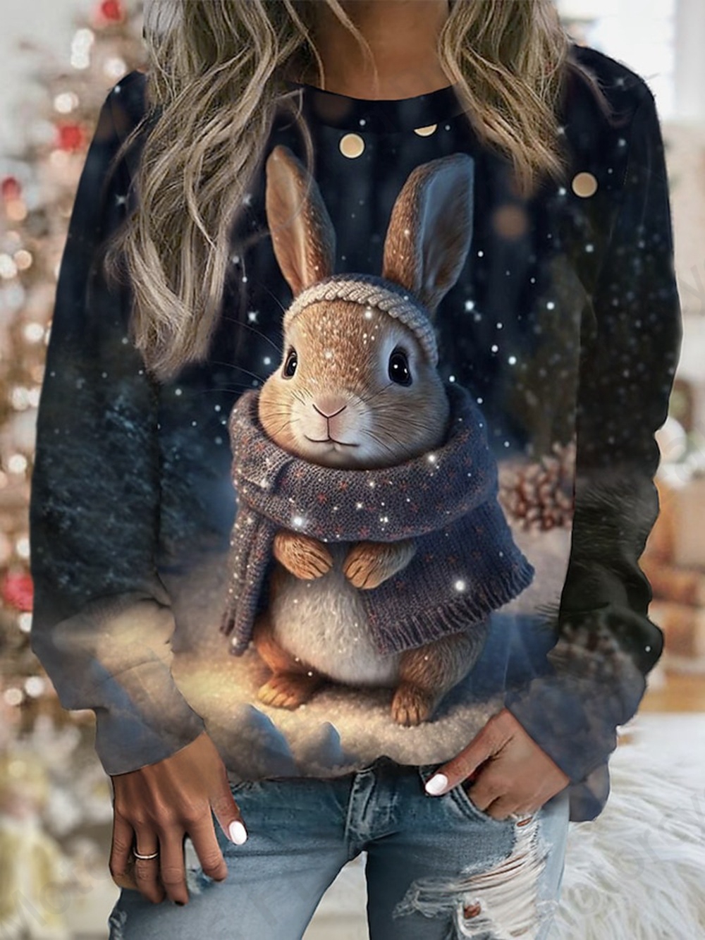 Adorável coelho impressão 3d hoodie moda feminina o-pescoço gráfico hoodies feminino suores casaco animal roupas da menina moletom esportivo menina