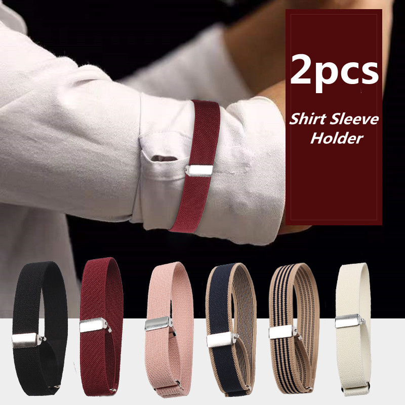 2 pçs masculino manga ligas titulares braçadeira elástica camisa manga titular feminino moda ajustável antiderrapante braço punhos bandas