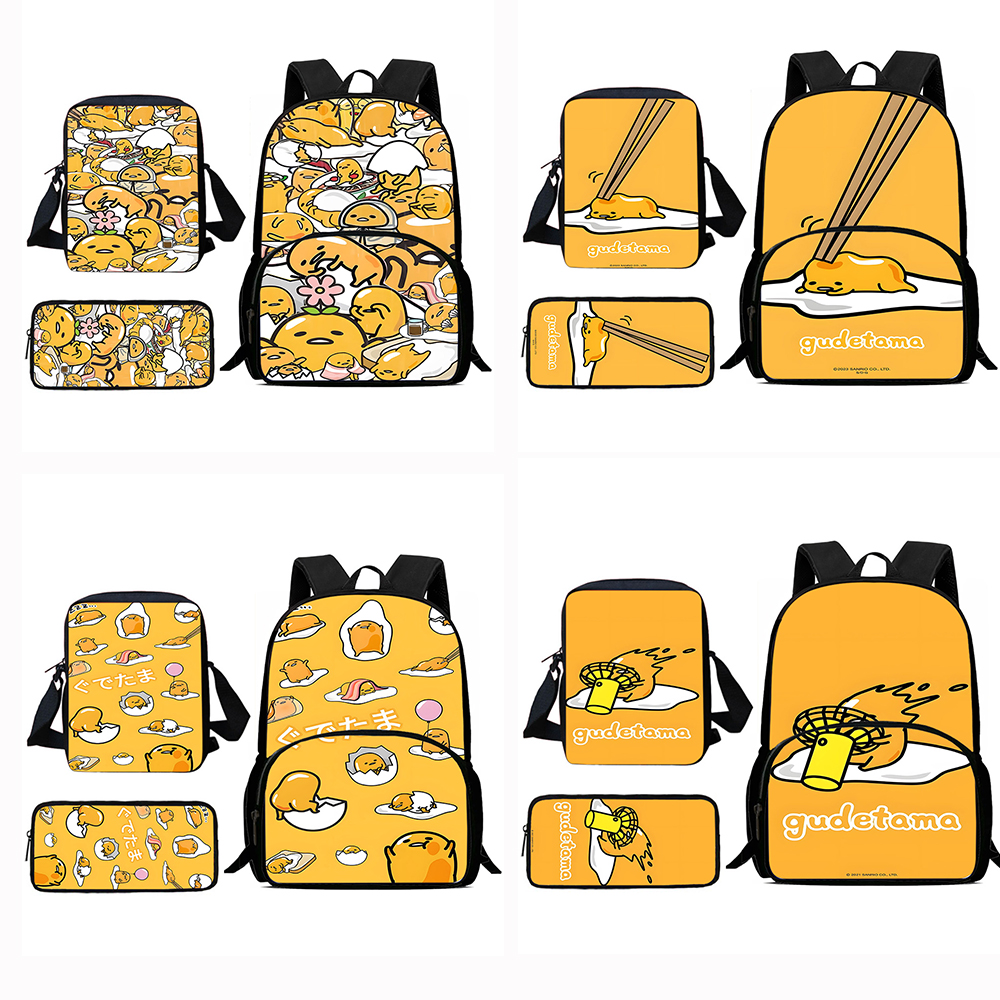 Mochilas para niños, bolso de hombro Gudetama con dibujos animados divertidos, estuche para lápices, mochilas escolares de gran capacidad para niños y niñas, el mejor regalo