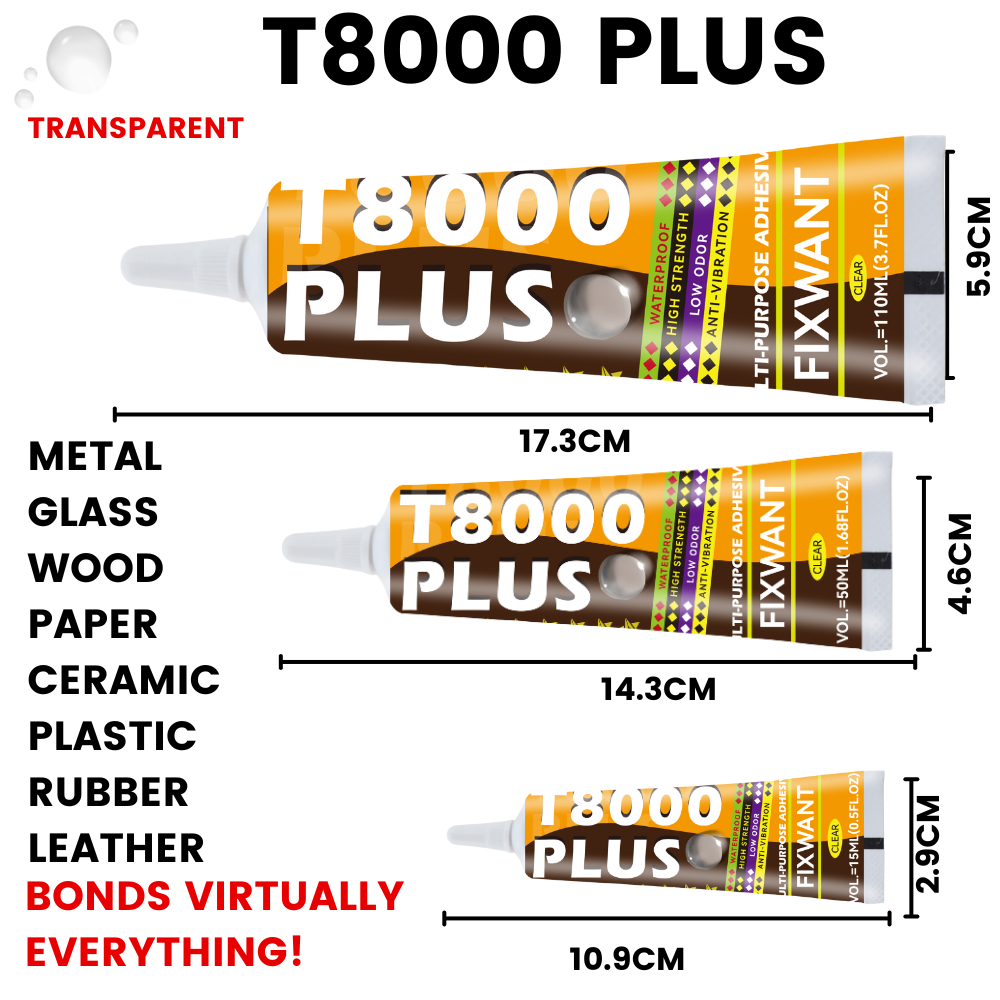 Colle de réparation de téléphone T8000 PLUS – Bond transparent et fort pour écrans, montres, appareils électroniques – Solution adhésive étanche et flexible