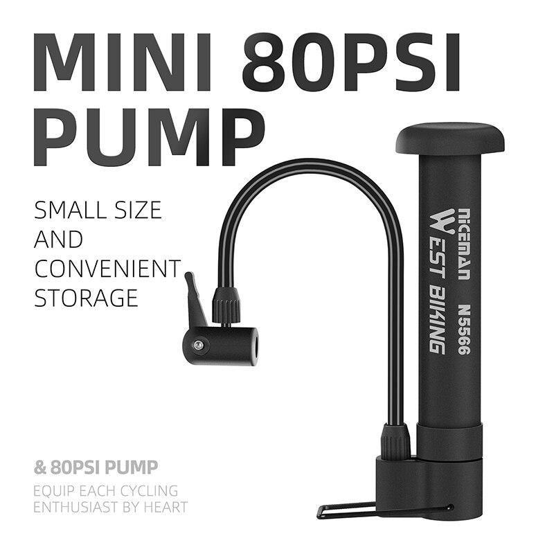 WEST BIKING-bomba de bicicleta de montaña, bomba de aire Manual de 80 PSI, inflador de neumáticos de globo, válvula Schrader, bomba de suelo, accesorios de ciclismo