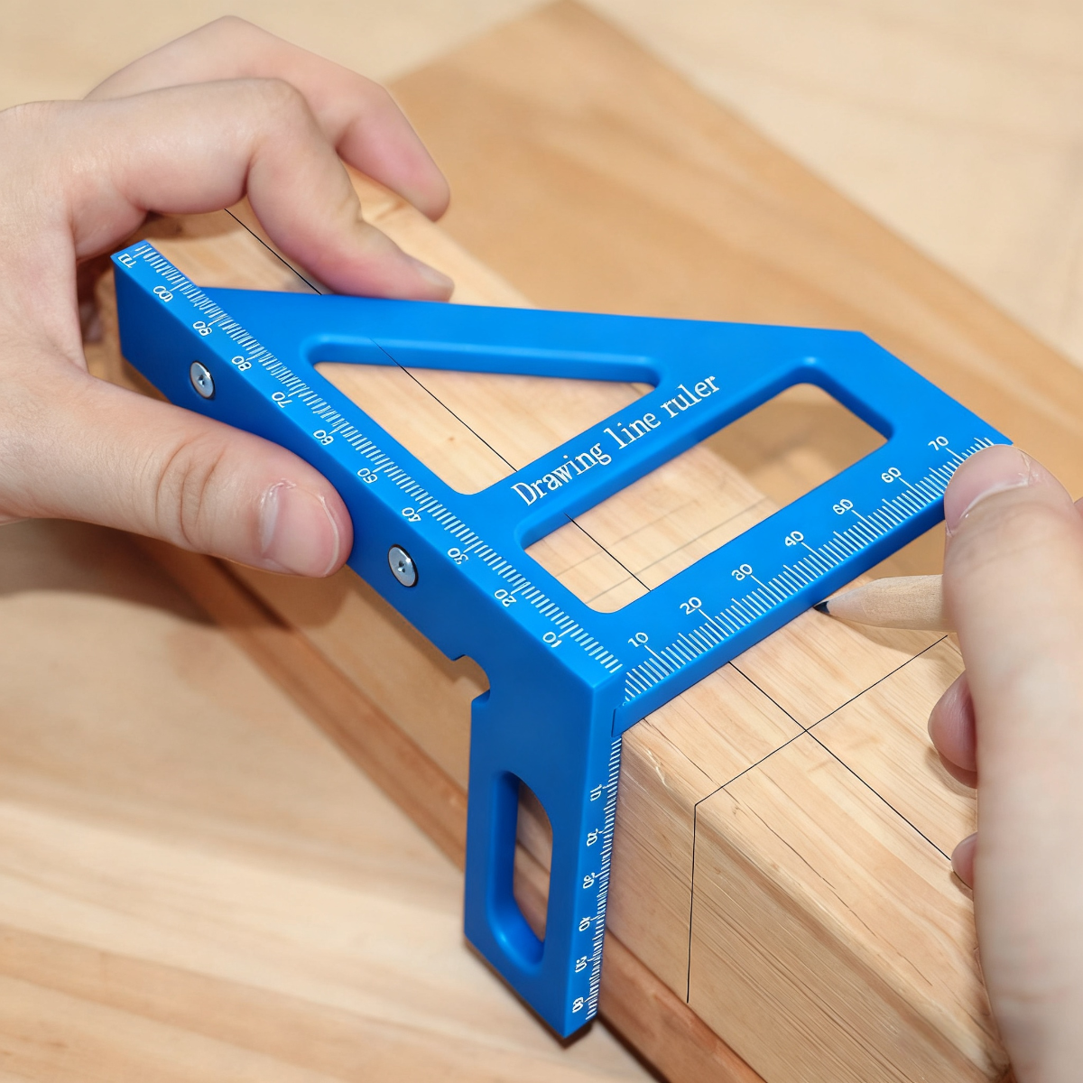 1pc Plastic Multi Angle Miter Square Protractor With Dowel Pins Woodworking Triangular Scriber Marking Measuring Carpentry Tool