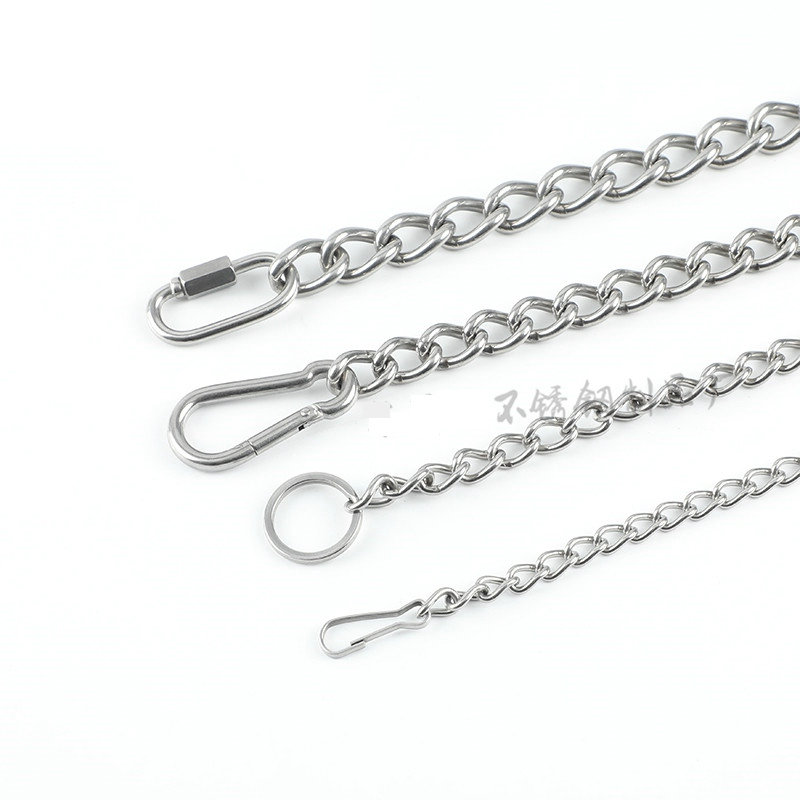 HQ TC01 Stainless Steel 304 Twist Chain with Two Snap Hook or Quick Links for Dog Lead Leash Binding Clothesline Banner Hanging