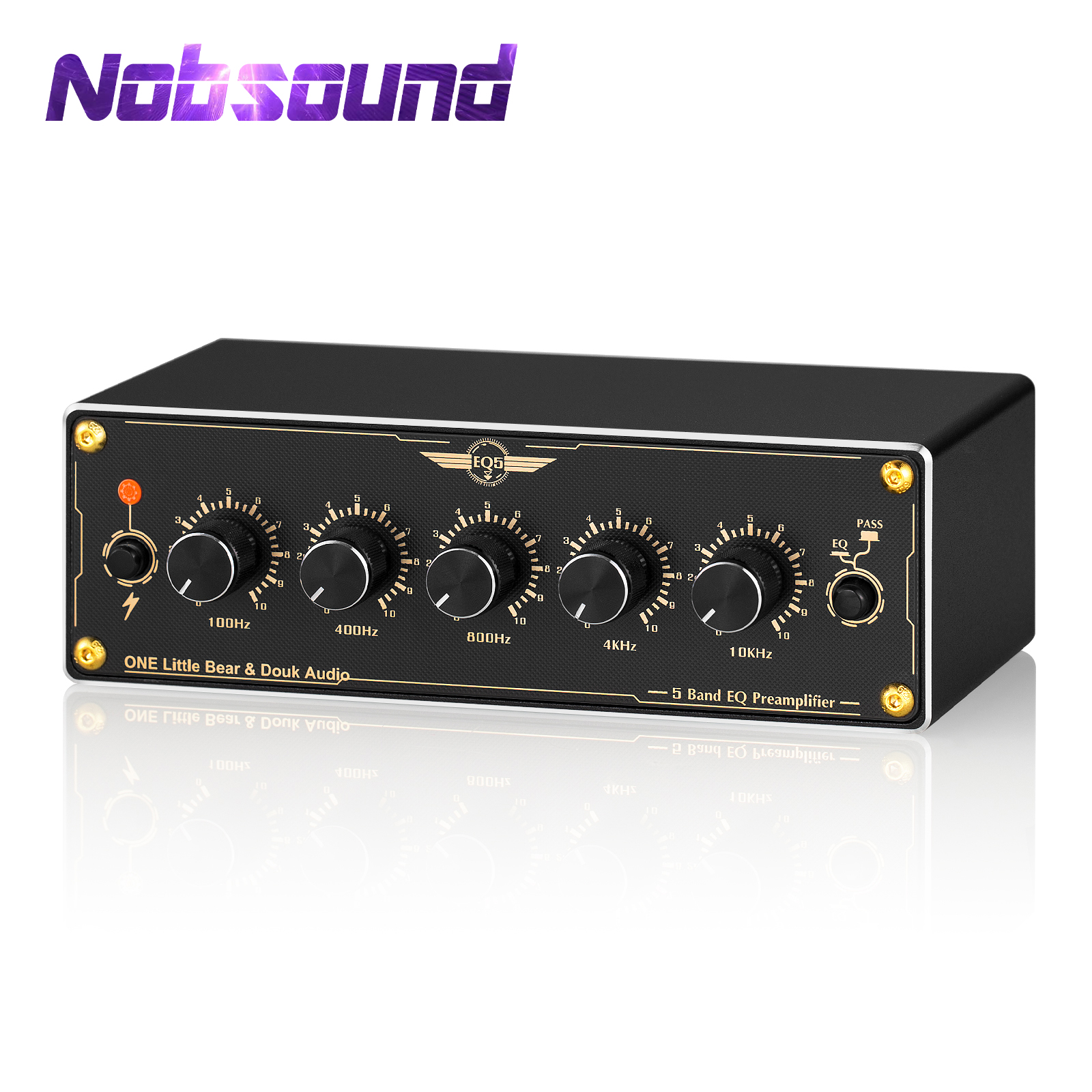 Nobsound EQ5 Equalizer Audio, Stereo 5-Band Analog EQ Preamp prosesor Audio rumah/Audio mobil 2.0 saluran Mni 5-Band