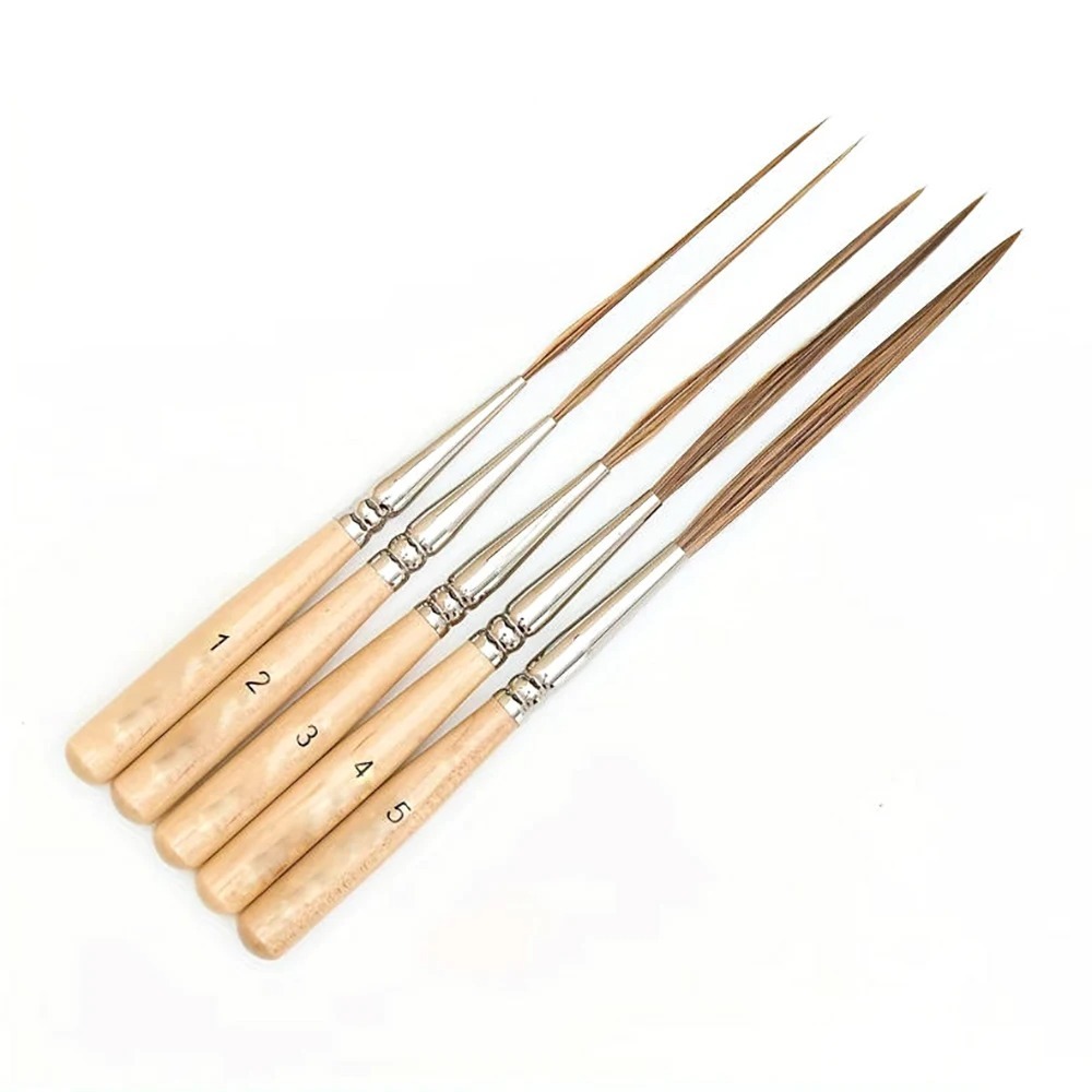 5pcs long line brush set, fine tipped watercolor and acrylic paint brush, suitable for filling corners, contour drawing, comics