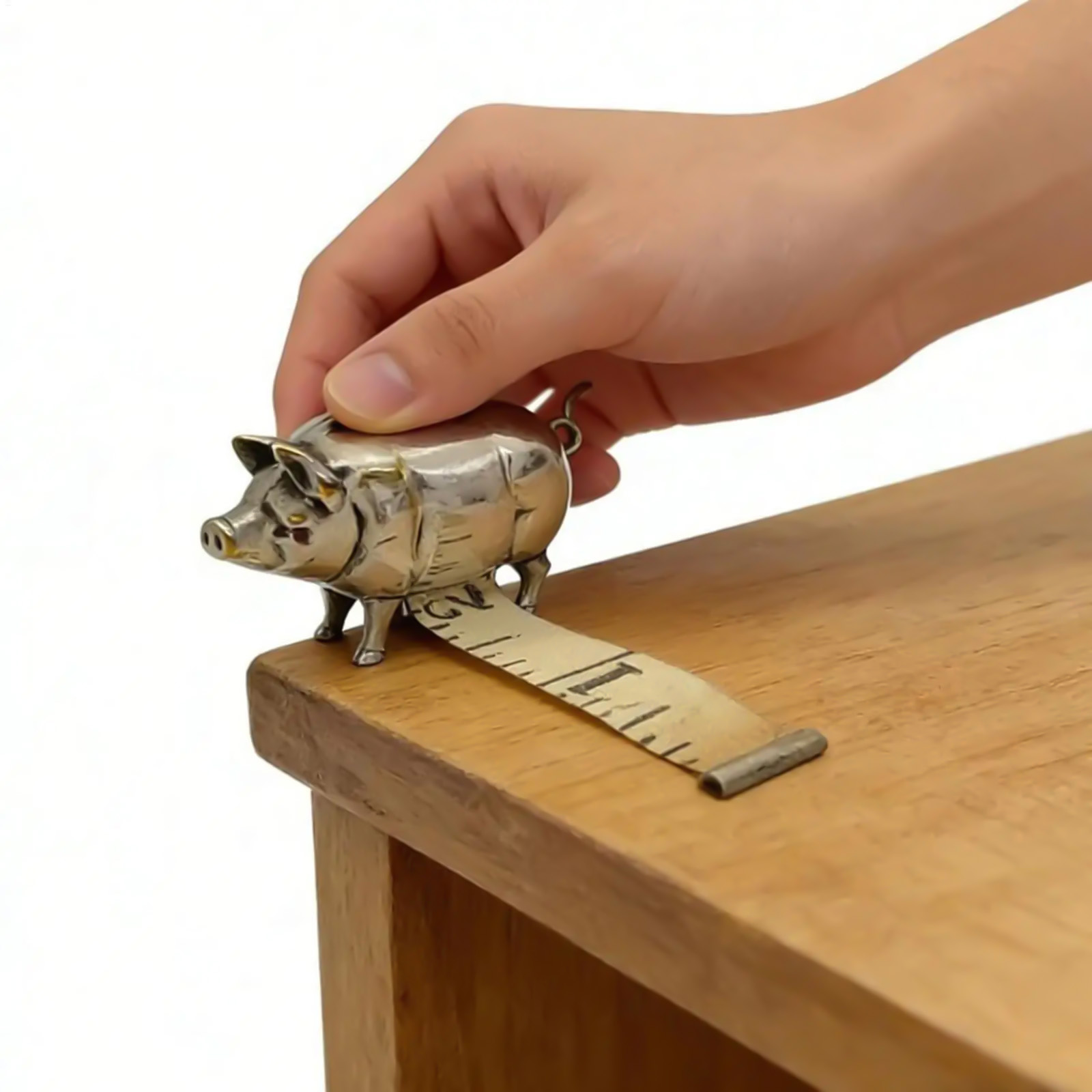 Mini ruban à mesurer cochon en métal Vintage, outil artisanal de couture Portable d'inspiration Antique pour projets de bricolage et idées cadeaux