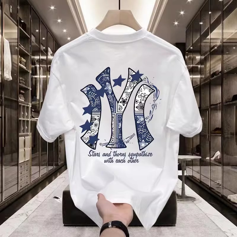 Camiseta masculina casual estilo coreano com gola redonda e manga curta, versátil, moderna, luxuosa e elegante.