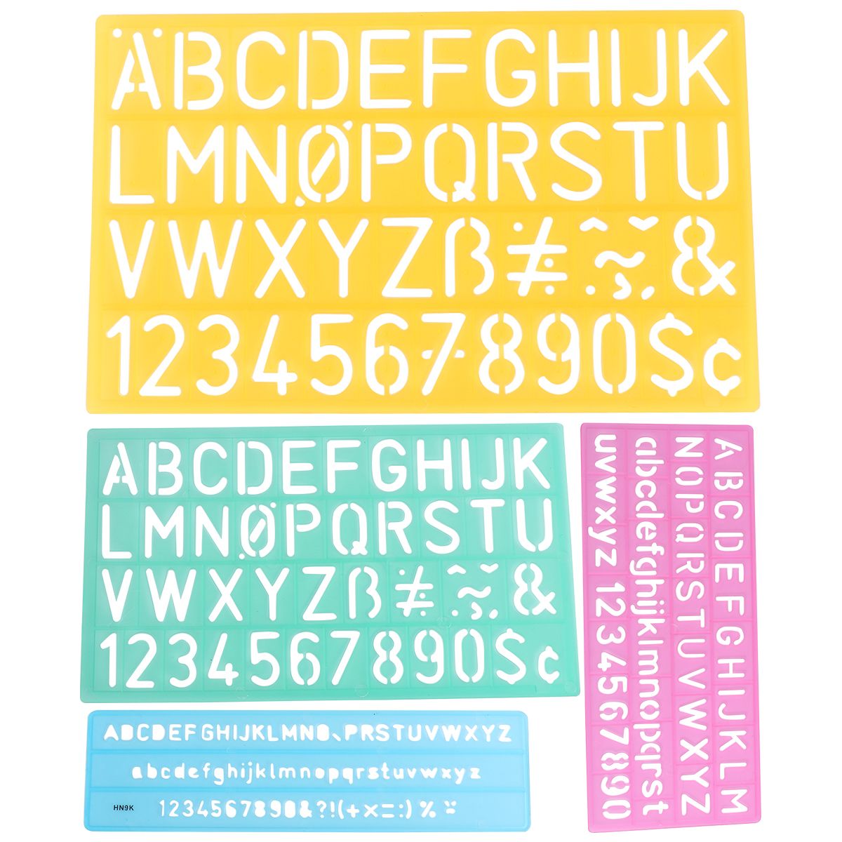 4pcs Craft Scrapbook Letter Stencil Design Colorful Plastic Numbers With Ruler For Painting Crafts Graffiti Abc