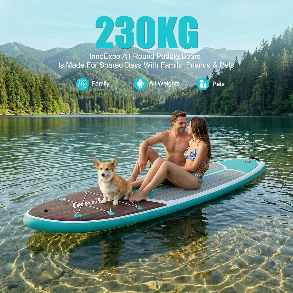 InnoExpo Nadmuchiwana Deska do Pływania na Stojąco (SUP) Deska do Paddleboardingu Deska Surfingowa Surf Sup Board 320-350CM Antypoślizgowa Deska do Sportów Wodnych