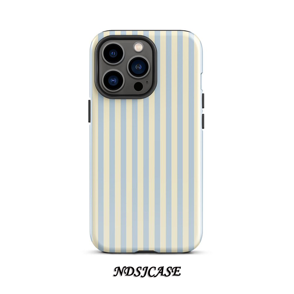 Coque de téléphone pour iPhone 17 16 15 14 13 12 11 X XS XR XSMAX 7 8 Air Pro Max Plus Mellin luxe rayures bleues Double couche couverture arrière