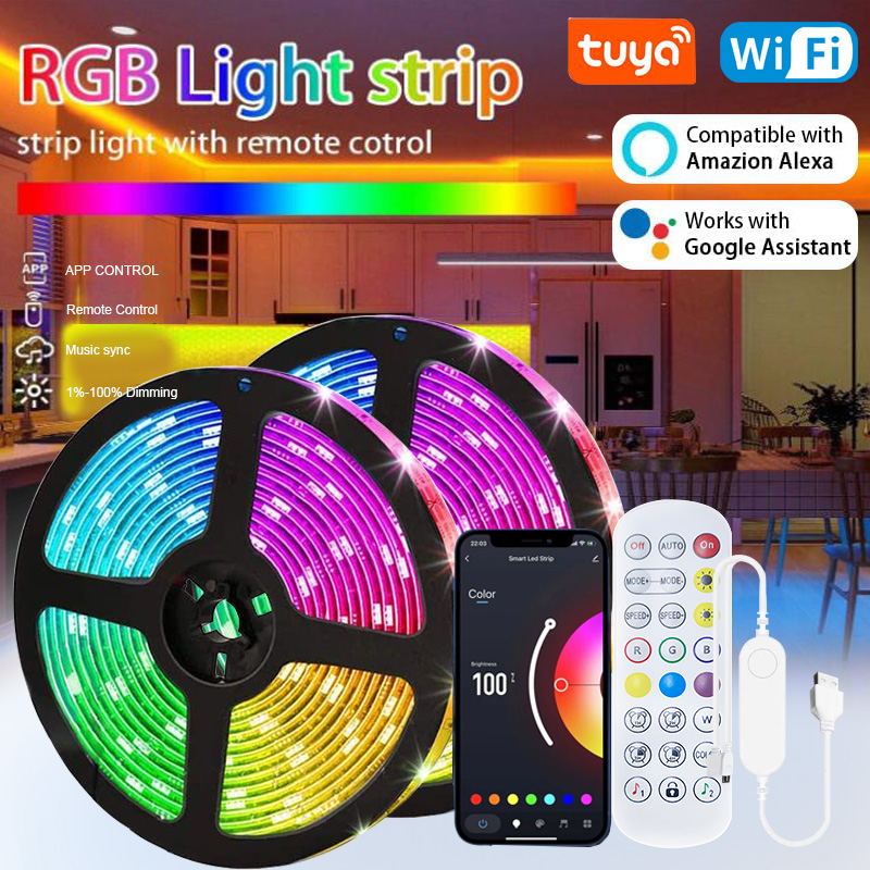 Tuya LED-striplicht WIFI APP Controle 5050 RGB Led-verlichting Alexa Flexibel lint Luces Led 5V USB TV BackLight Kamerdecoratie