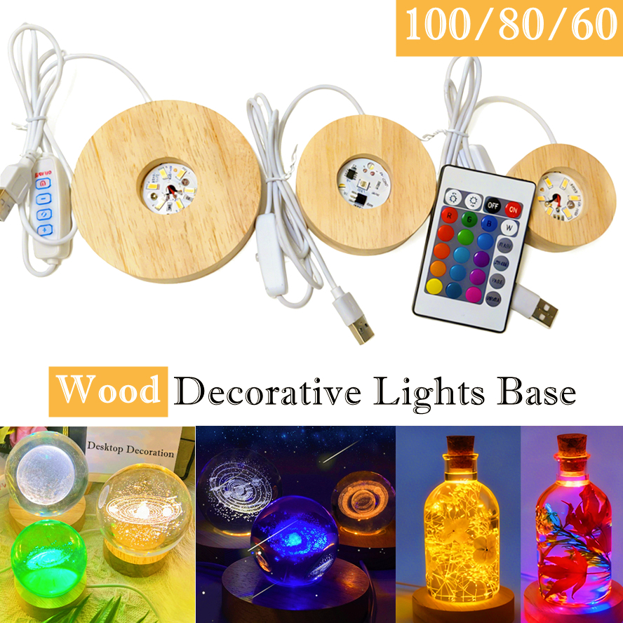 100/80/60mm Schalter USB Holz Desktop Dekorative Lichter Fernbedienung Licht Basis Led Nachtlicht Display licht Unterstützung Ornament
