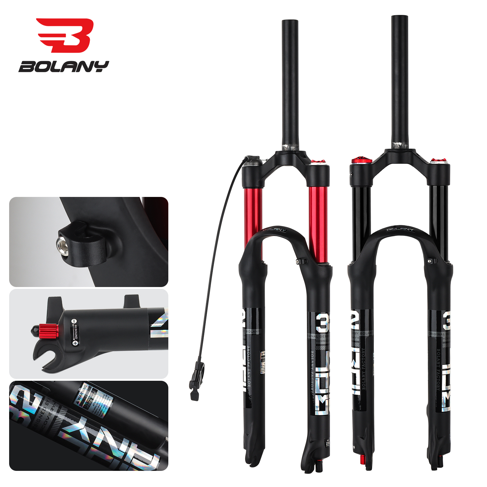 BOLANY garpu sepeda MTB, suspensi depan pit udara ganda tabung lurus 26/27, 5/29 inci Magnesium Aloi suku cadang sepeda lepas cepat