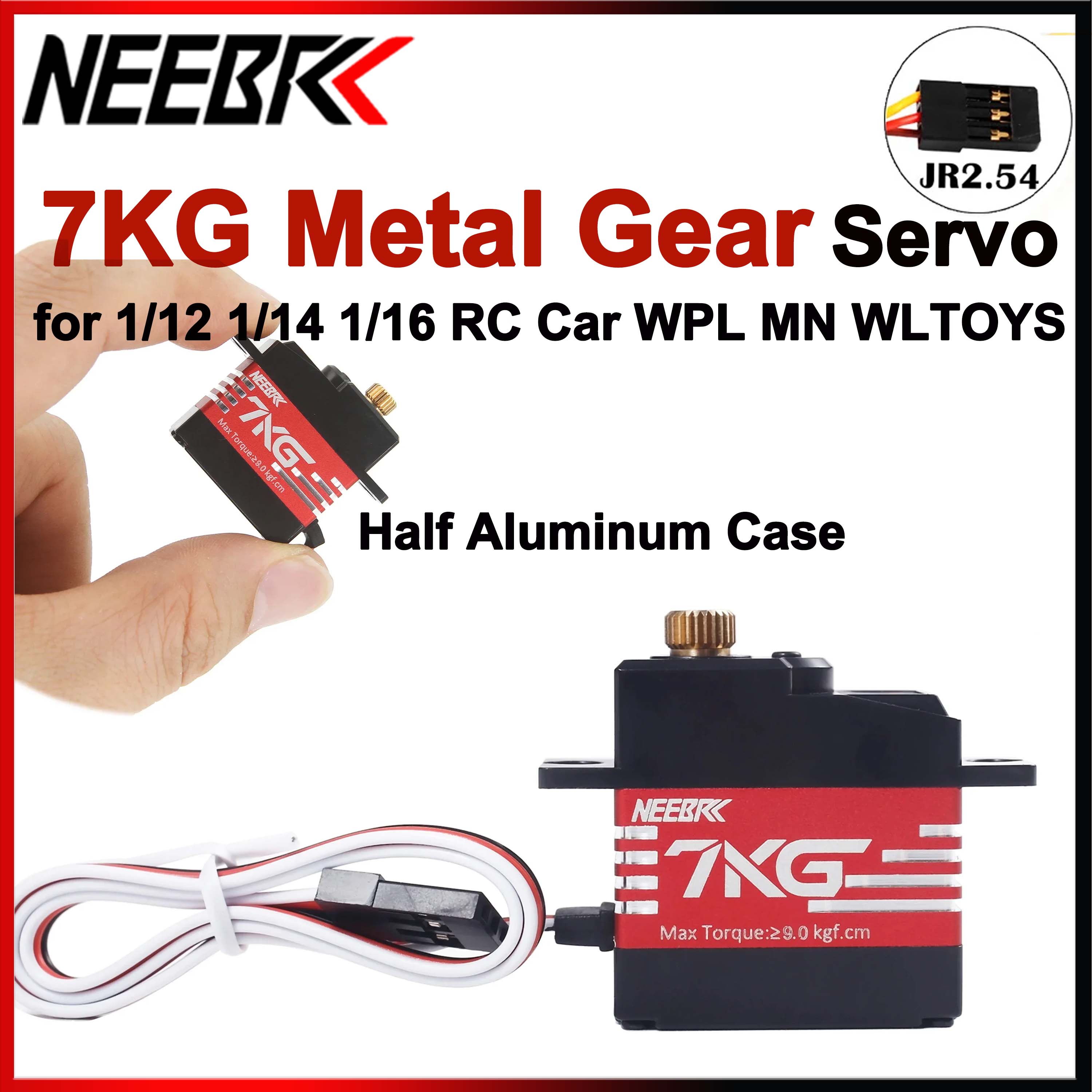 NEEBRC 7KG 17G 21G Metal Gear Half Aluminium Case Micro Servo voor 1/16 1/14 1/12 RC Auto Wltoys 144010 MJX Hyper Go MN99 MN82 WPL