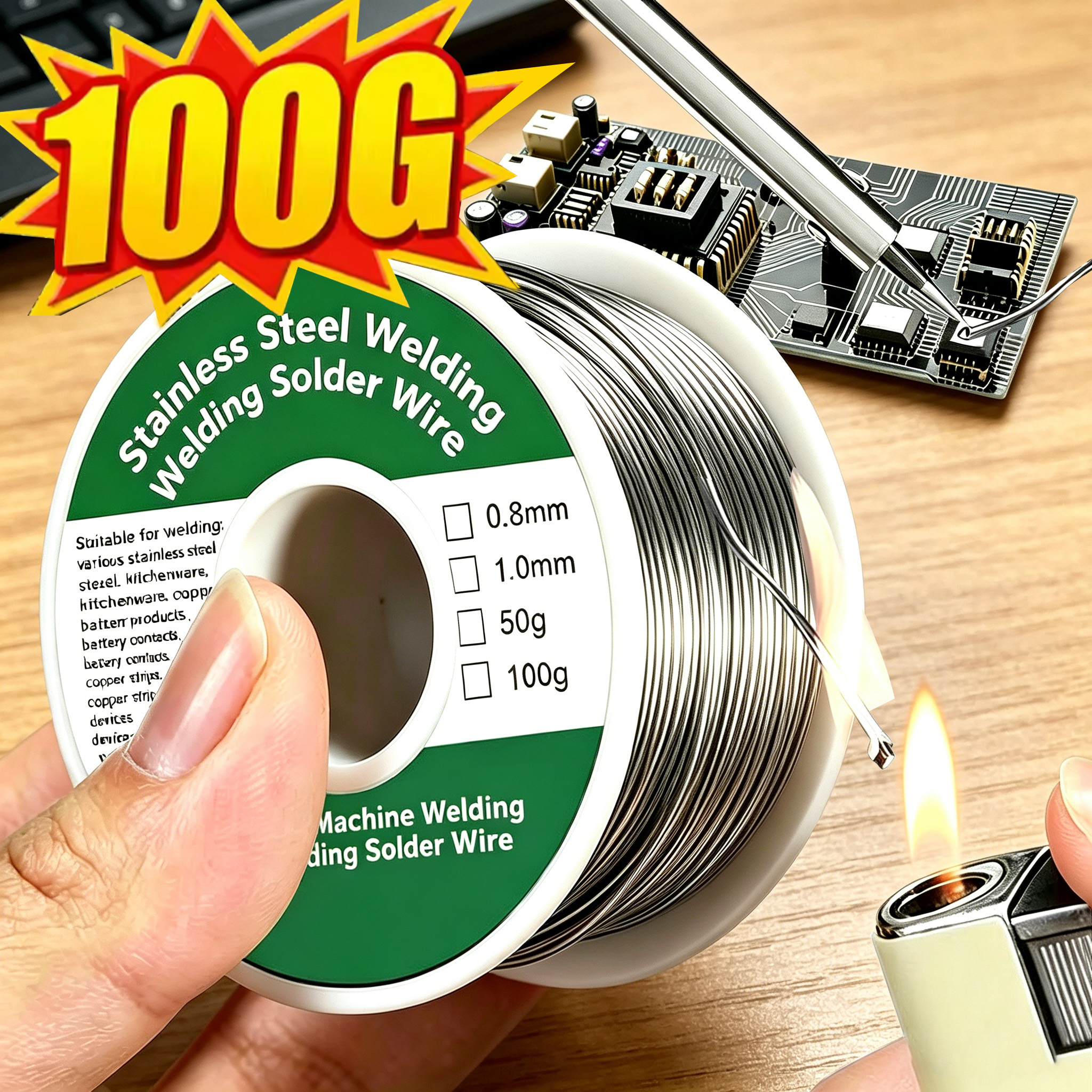0,8mm 1,0mm 20g 50g 100g Lötstäbe Niedrigtemperatur-Leichtschmelz-Lötdraht Silber Universeller Schweißdraht Gefüllter Schweißdraht