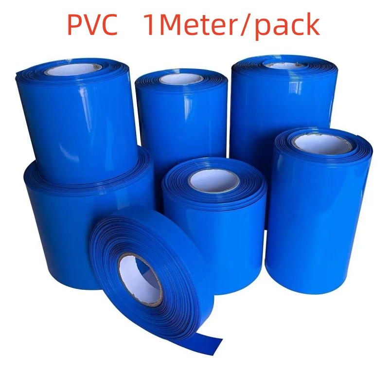 Guaina Termorestringente in PVC da 1 Metro per Cavi di Pacchi Batteria 18650, Tubo Termorestringente Blu Isolante di Varie Dimensioni per Produzione