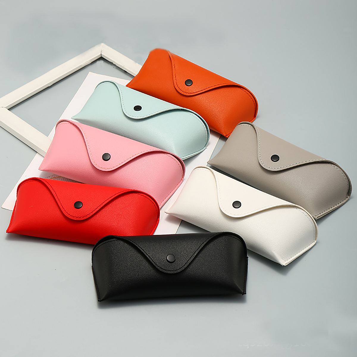 1pc portátil caso de óculos de couro do plutônio durável macio óculos de sol bolsa caso fino para mulheres unisex caso de óculos