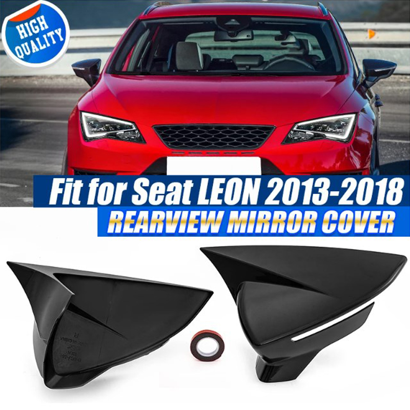 Topi penutup cermin sayap untuk kursi Leon MK3 MK3.5 5F ST FR Cupra 2013-2018 casing cermin tampilan serat karbon hitam Gloss