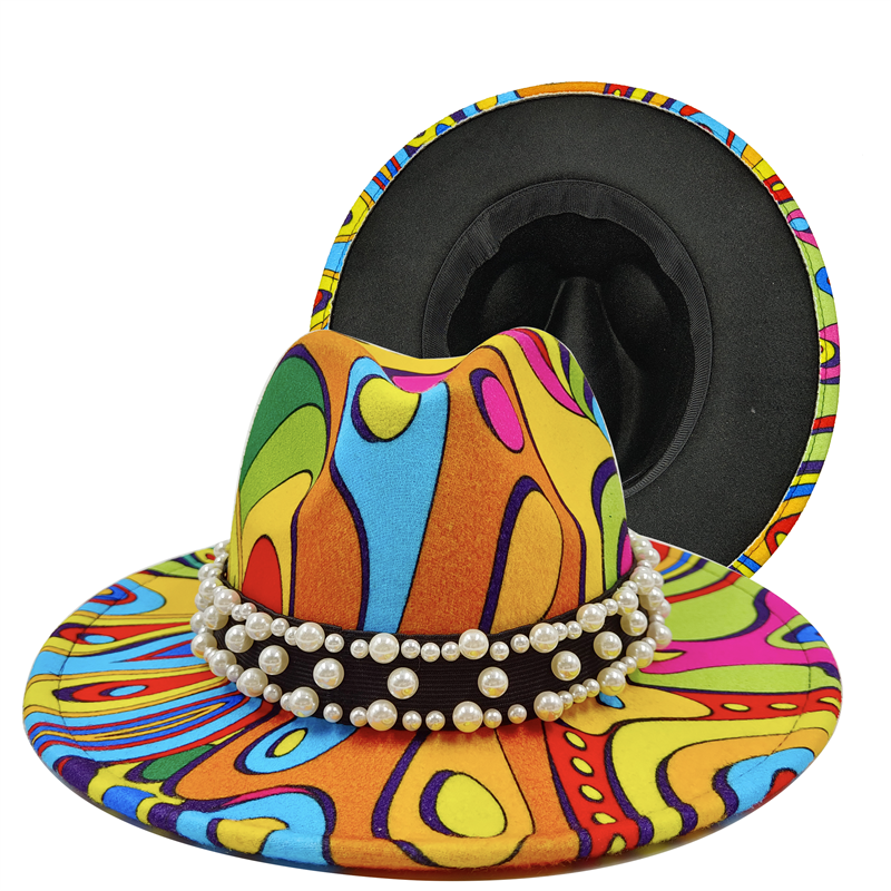 Groß preis fedora hut für frauen Krawatte gefärbt hut 3d gemalt filz hut partei hut modell foto breite krempe panama kappe unisex kappe