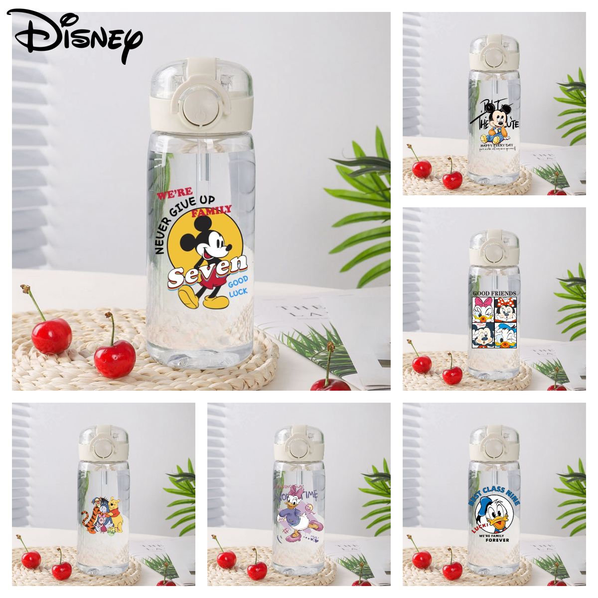 Портативная соломенная пластиковая чашка Disney с Микки Маусом, чашка для воды «Дональд Дак», портативная студенческая, устойчивая к падению, устойчивая к высоким температурам