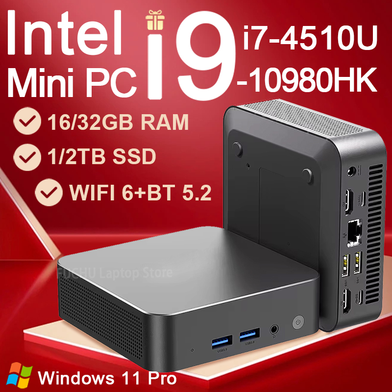 Nuovo Mini PC Intel i9 10980HK i7 4510U Windows 11 Office Computer Desktop per Uso Domestico 16GB 32GB RAM 1TB SSD PC Portatile da Gaming per Gamer