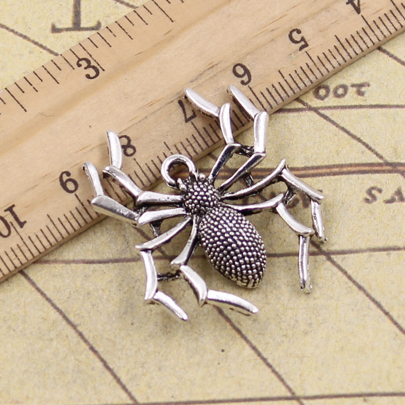 6 pezzi di ciondoli ragno Halloween 35x32mm bronzo tibetano colore argento pendenti gioielli antichi creazione di gioielli fai da te per collana braccialetto