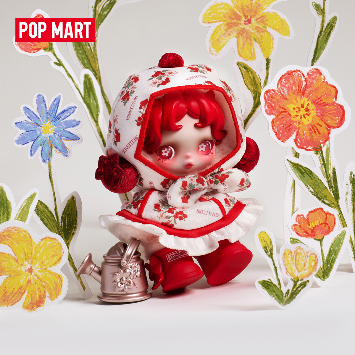 【EU EXCLD】POP MART SKULLPANDA Pluche poppenhanger met bloemen POPMART Schattig speelgoed