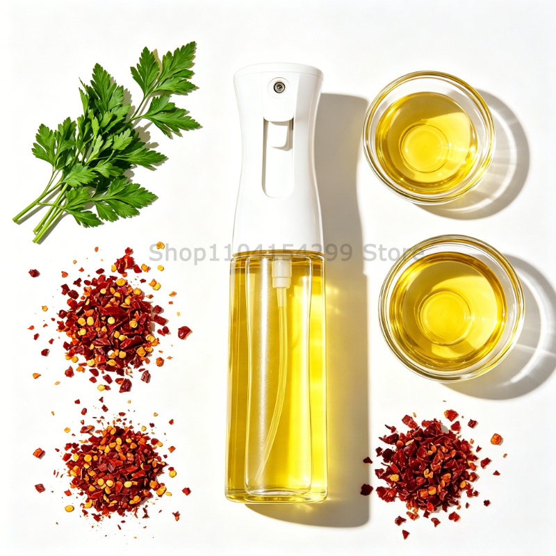 Botella pulverizadora de aceite de 200/300/500 ml para barbacoa, cocina, aceite de oliva, pulverizador de plástico para hornear, botella vacía para vinagre o aceite, o brocha para aceite.