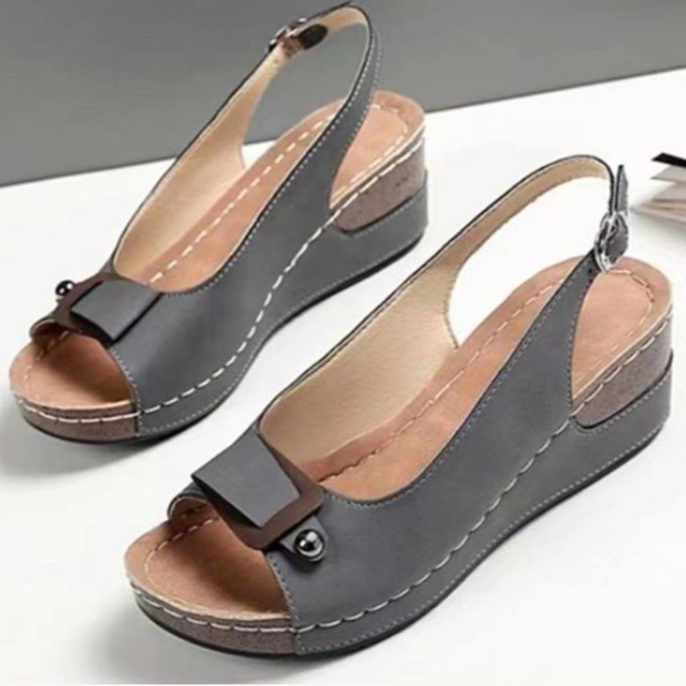 Sandalias de mujer de verano, sandalias retro con plataforma, sandalias casuales para mujer, zapatos de mujer cosidos, sandalias cómodas para damas, sandalias de talla grande para mujer