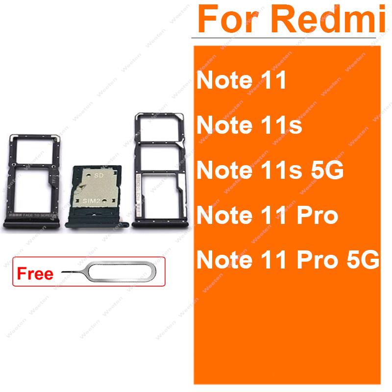 Khay Sim Dành Cho Xiaomi Redmi Note 11 11S 11 Pro 4G 5G Khe Cắm Thẻ Giá Đỡ thẻ Nhớ Micro SD Adapter Đầu Đọc Thay Thế